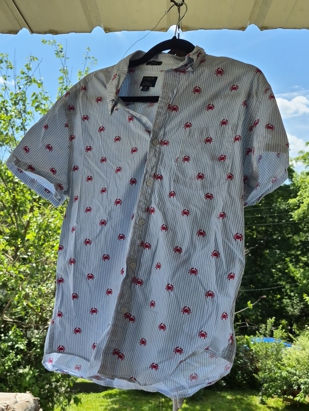 J. CREW 🌞 FLEX WASHED 🌞 SS Cotton Button-down 🦀 sz M (S Mens) -- UNISEXY 🦀